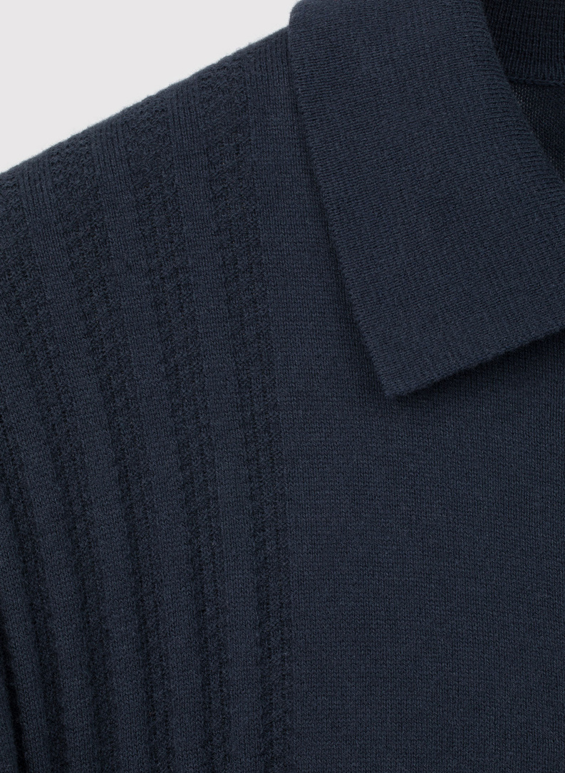 Tamsiai mėlynos spalvos medvilninis kardiganas