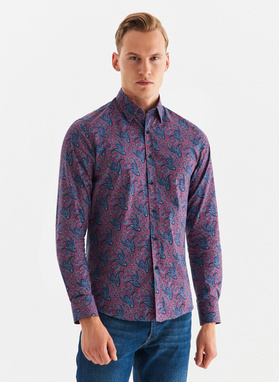 Violetiniai marškiniai peislio raštu