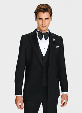 Vilnonis juodas smokingo švarkas