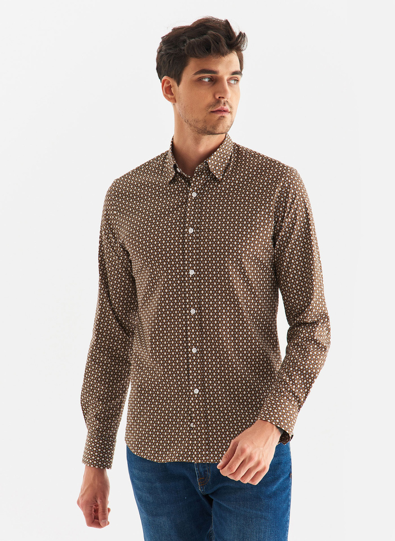 Bronziniai vyriški marškiniai mikroraštu