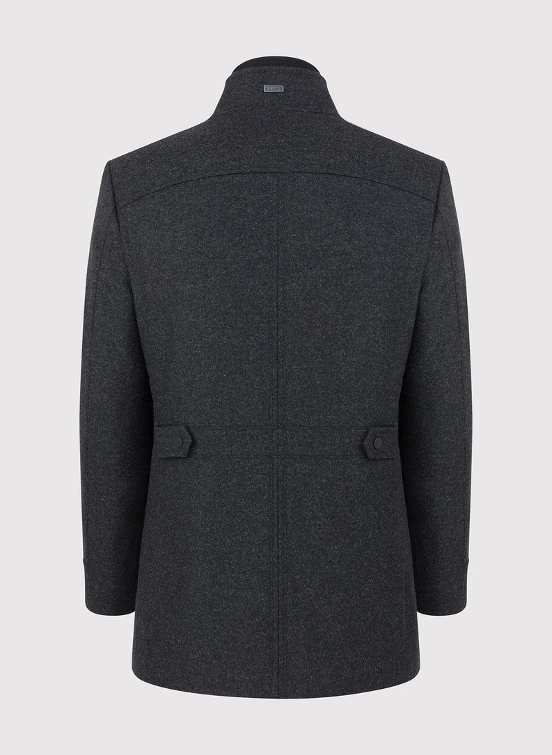 Pilkas trumpas vyriškas lietpaltis su vilna ir kašmyru