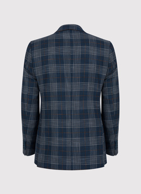 Tamsiai mėlynas languotas vyriškas laisvalaikio švarkas