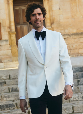 Šviesios smėlio spalvos smokingo švarkas