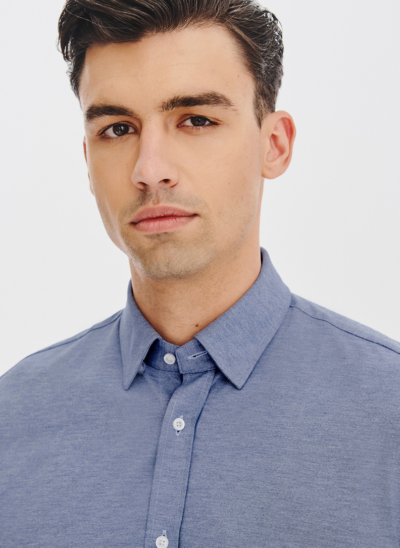 Mėlyni melanžiniai marškiniai