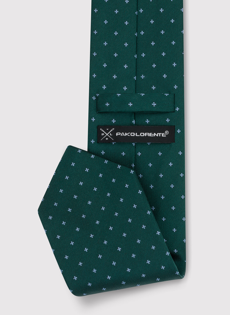 Žalias raštuotas šilkinis kaklaraištis