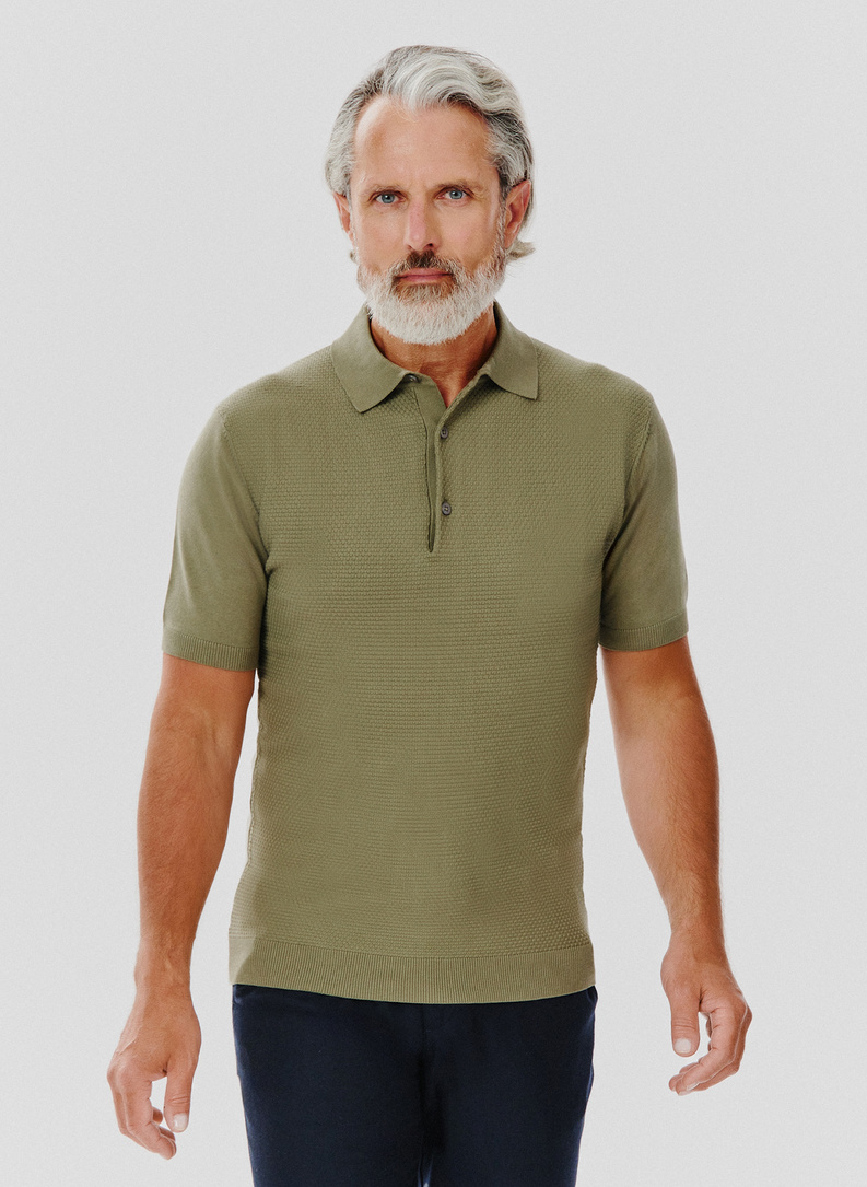 Vaflinio pynimo žali polo T marškinėliai