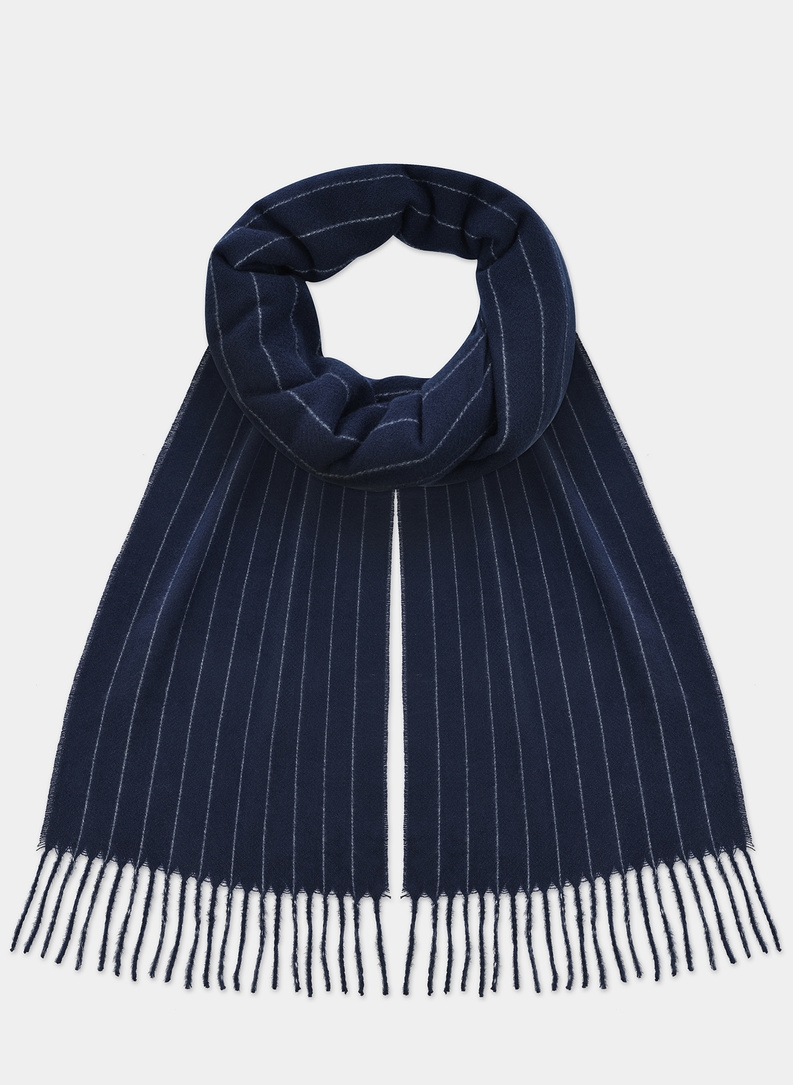 Tamsiai mėlynas šalikas juostelėmis