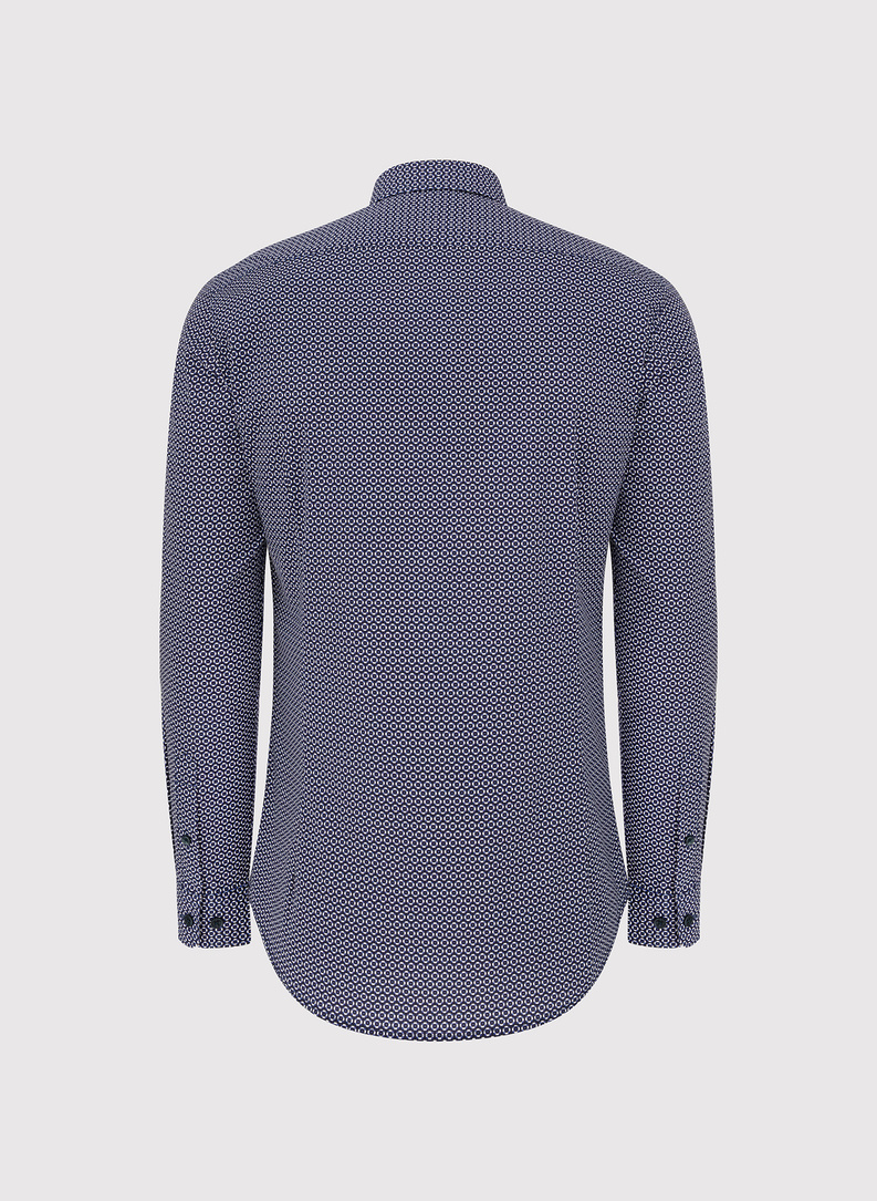 Tamsiai mėlyni gėlėti marškiniai