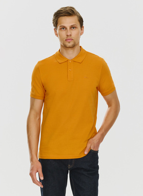 Oranžinės spalvos polo T marškinėliai be raštų