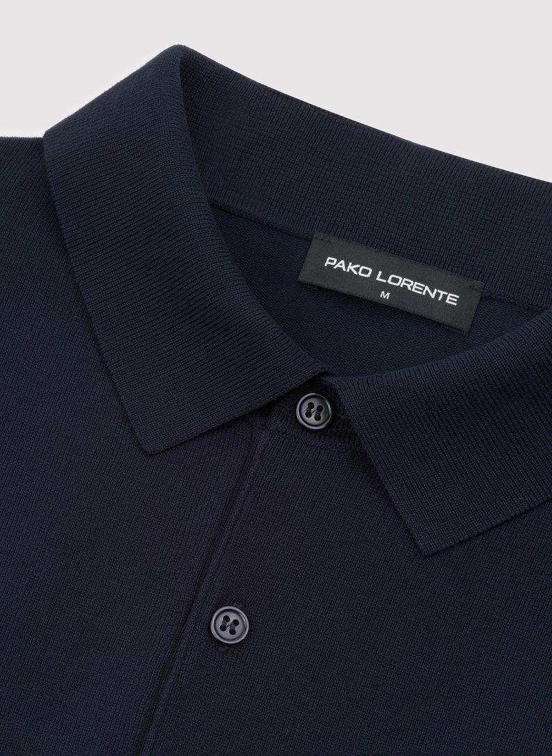  Tamsiai mėlynas polo megztinis