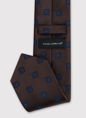 Tamsiai mėlynas vyriškas kaklaraištis kvadratais