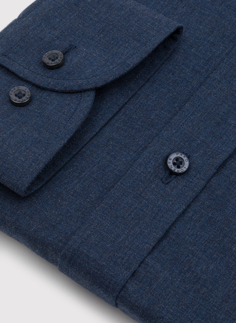 Tamsiai mėlyni melanžiniai marškiniai