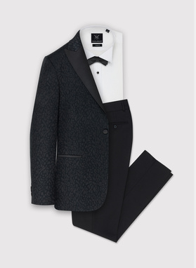 Juodas žakardinis smokingo švarkas