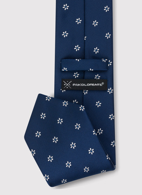 Tamsiai mėlynas vyriškas kaklaraištis gėlytėmis