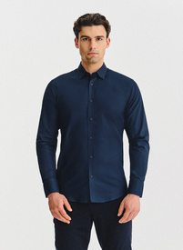 Tamsiai mėlyni medvilniniai vyriški marškiniai