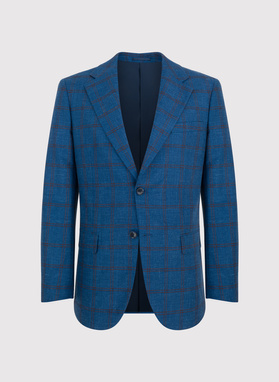 Tamsiai mėlynas languotas švarkas