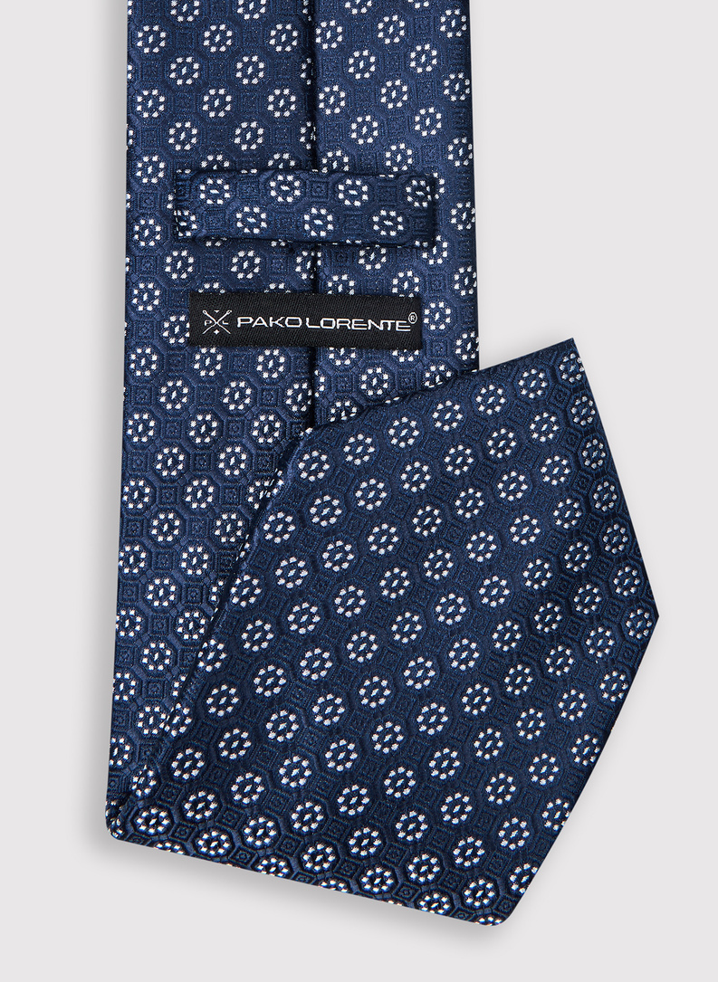 Tamsiai mėlynas vyriškas kaklaraištis gėlytėmis