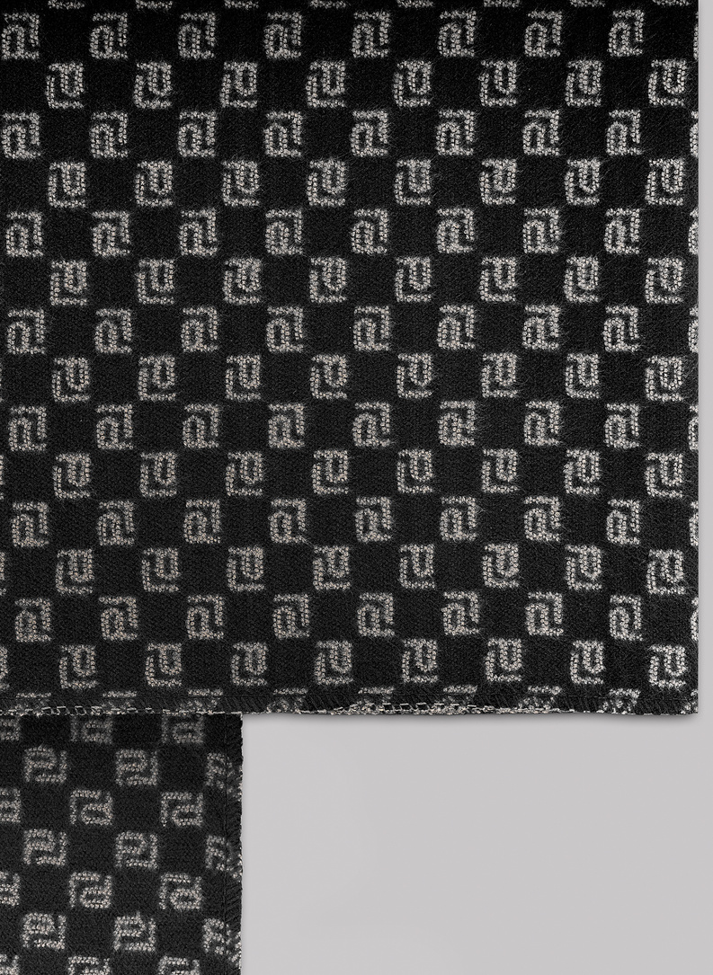 Juodas vyriškas šalikas su baltu žiedu su PL spaudu