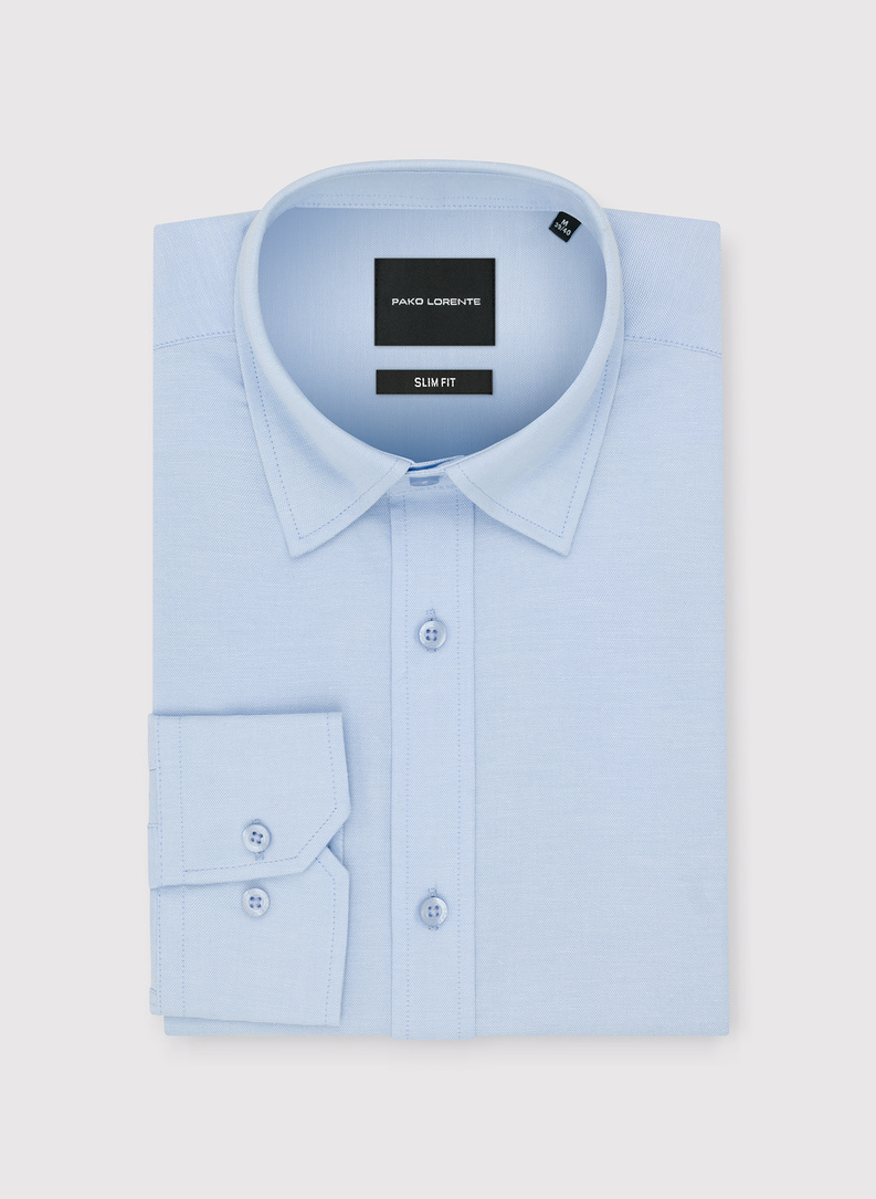 Mėlyni medvilniniai vyriški marškiniai