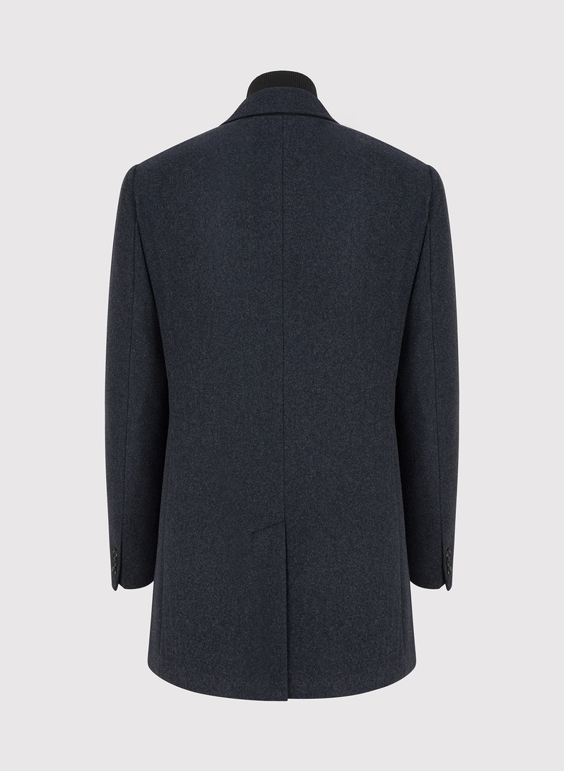 Grafito spalvos vyriškas lietpaltis su nusegama apykakle