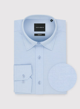 Mėlyni medvilniniai vyriški marškiniai