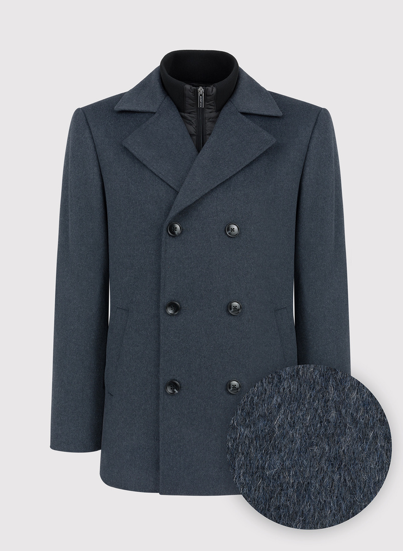 Trumpas dvieilis vyriškas lietpaltis su vilna