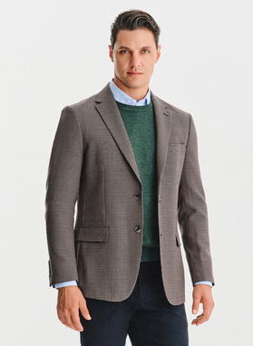 Vilnonis švarkas smulkiais langeliais