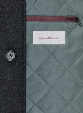 Pilkas trumpas vyriškas lietpaltis su vilna ir kašmyru