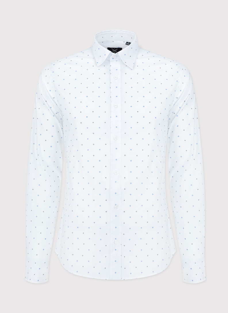 Balti vyriški marškiniai mikroraštu