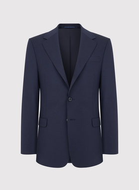 Vilnonis tamsiai mėlynas vyriškas kostiumas