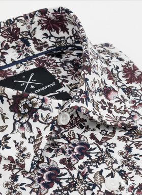 Balti vyriški marškiniai botaniniu raštu