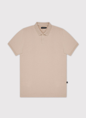 Smėlio spalvos medvilniniai polo T marškinėliai be raštų