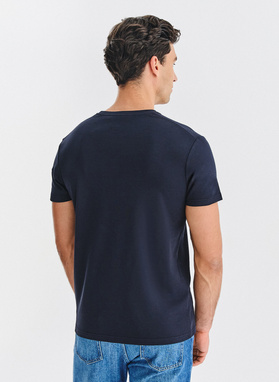 Tamsiai mėlyni vyriški T marškinėliai