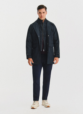 Tamsiai mėlynas vyriškas lietpaltis