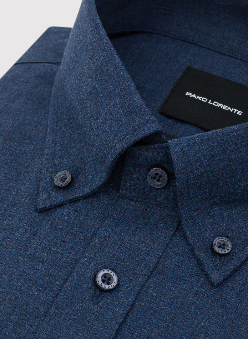 Tamsiai mėlyni melanžiniai marškiniai