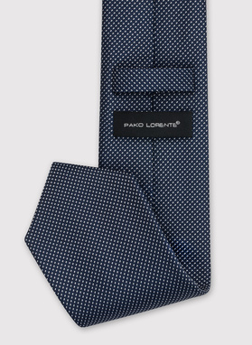 Tamsiai mėlyno atspalvio vyriškas kaklaraištis smulkiu raštu