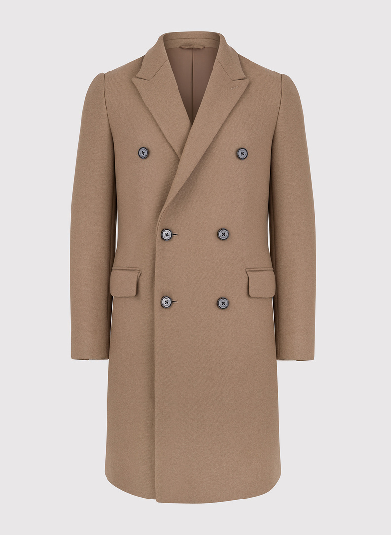 Smėlio spalvos dvieilis vyriškas lietpaltis