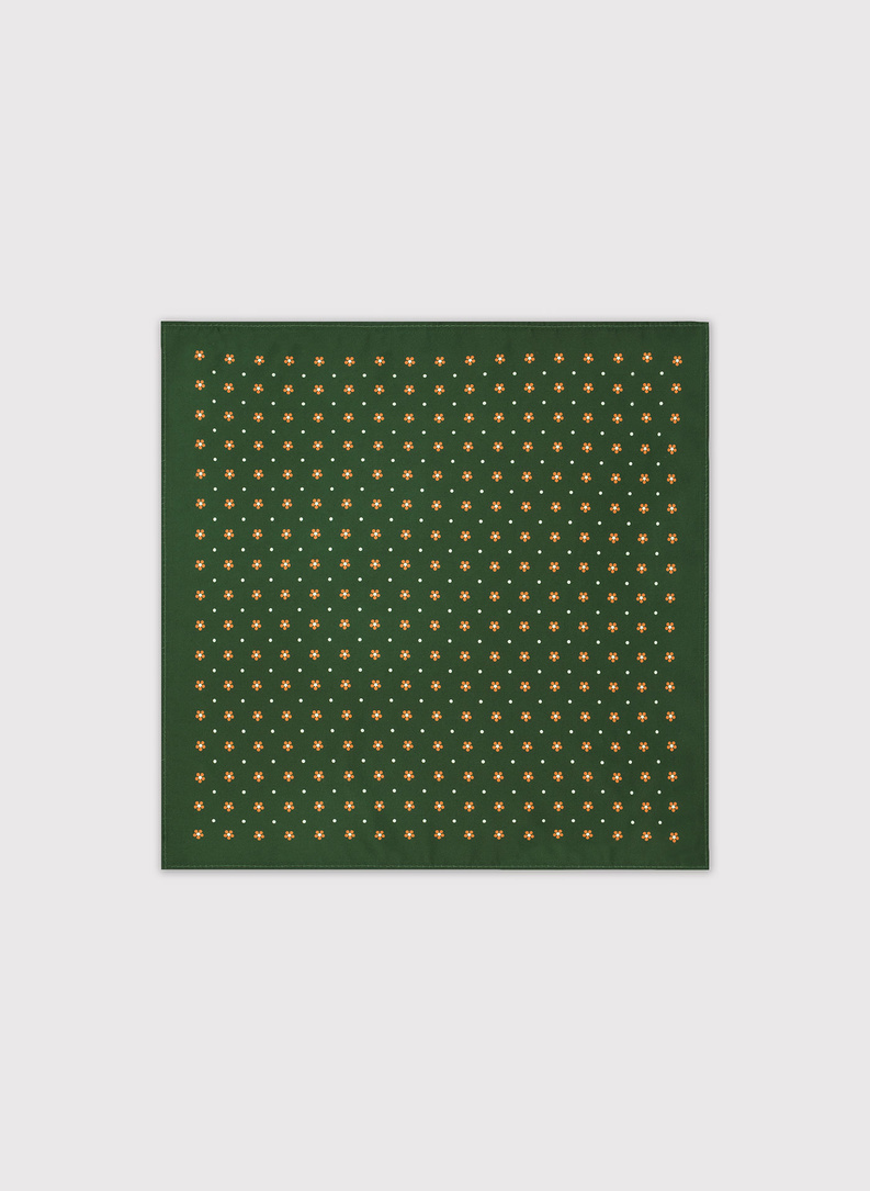 Žalia kišeninė nosinaitė taškais ir gėlytėmis