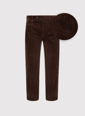 Rudos kelnės su klostėmis