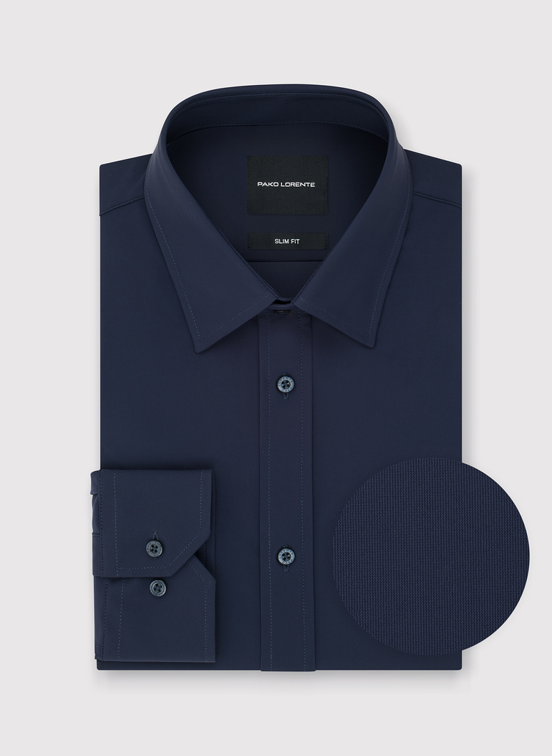 Tamsiai mėlyni vyriški marškiniai