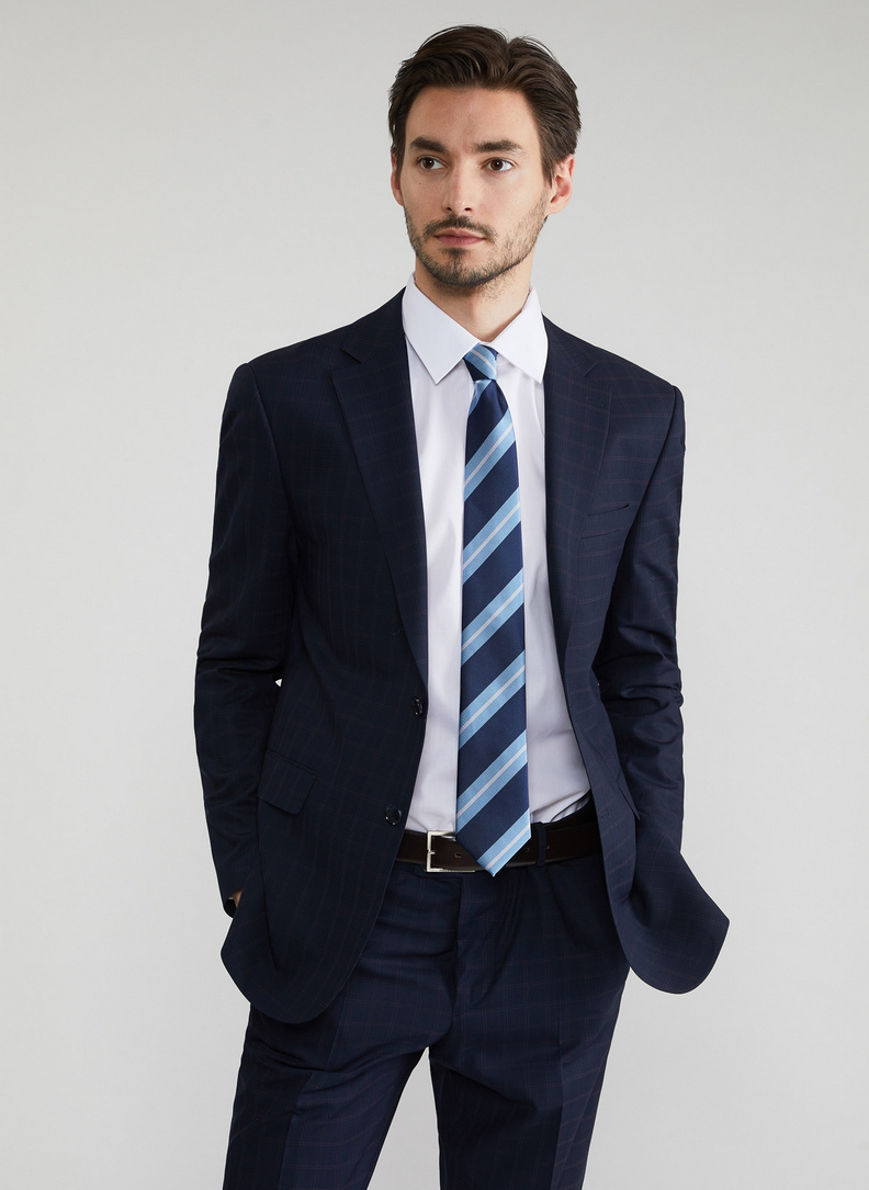 Tamsiai mėlynas vyriškas kaklaraištis P22SF-KX-010-G-0