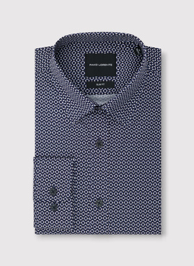 Tamsiai mėlyni gėlėti marškiniai