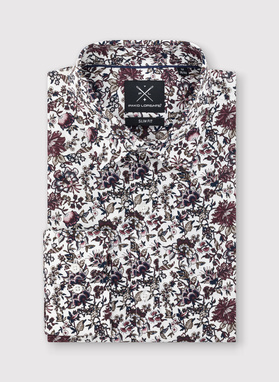 Balti vyriški marškiniai botaniniu raštu