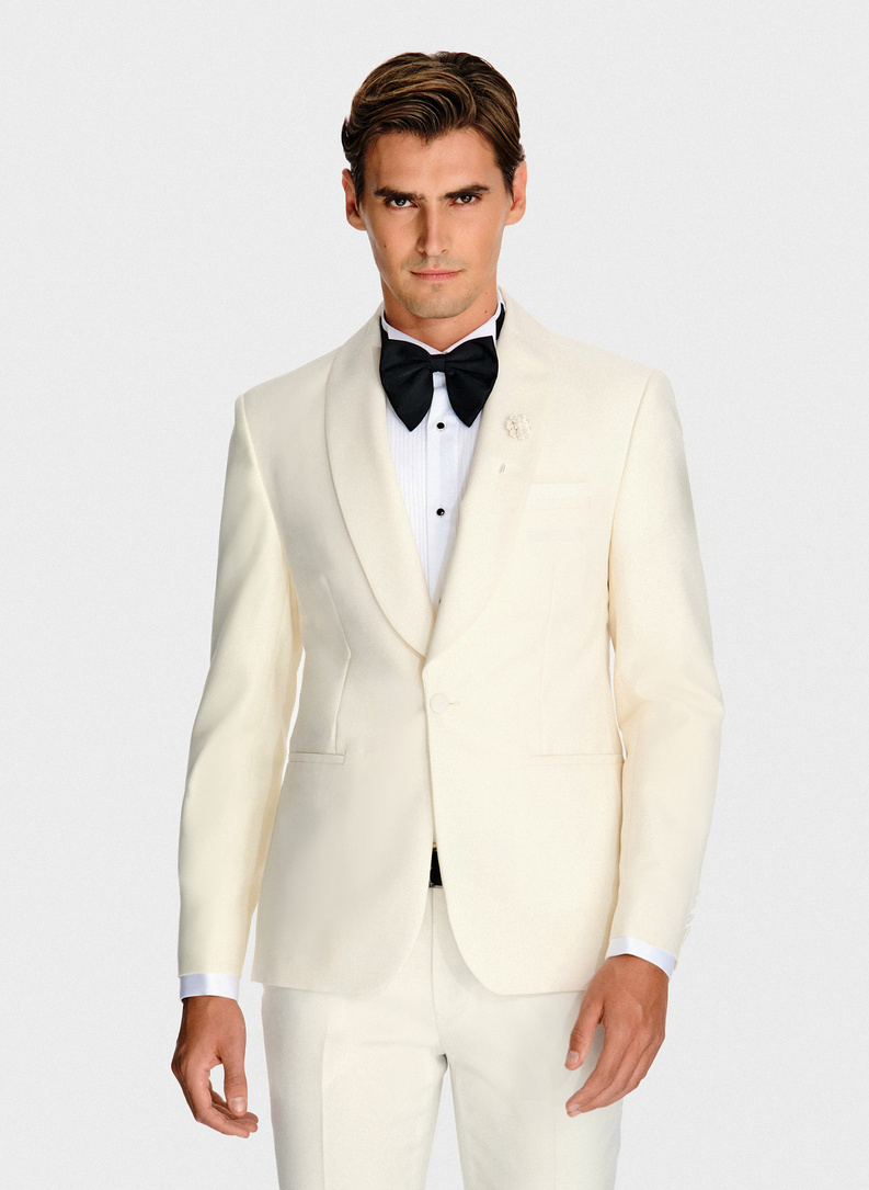 Smėlio spalvos vilnonis smokingo švarkas