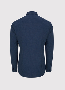 Tamsiai mėlyni melanžiniai marškiniai