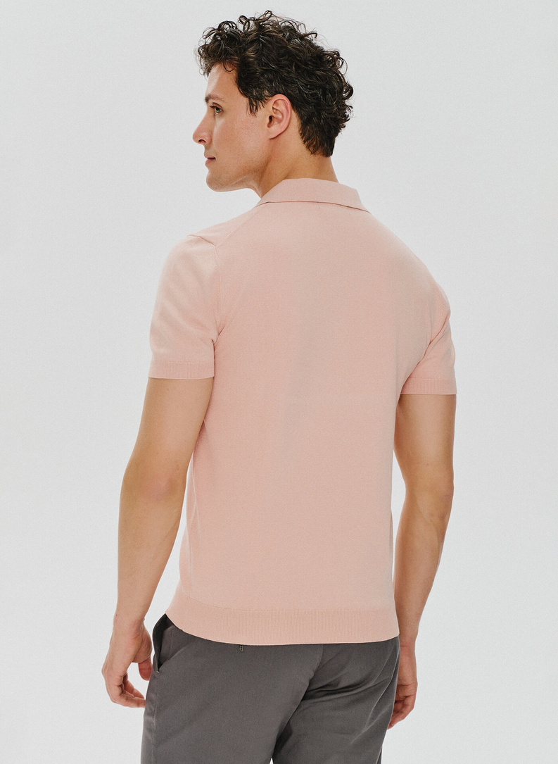 Rožiniai trikotažiniai polo T marškinėliai