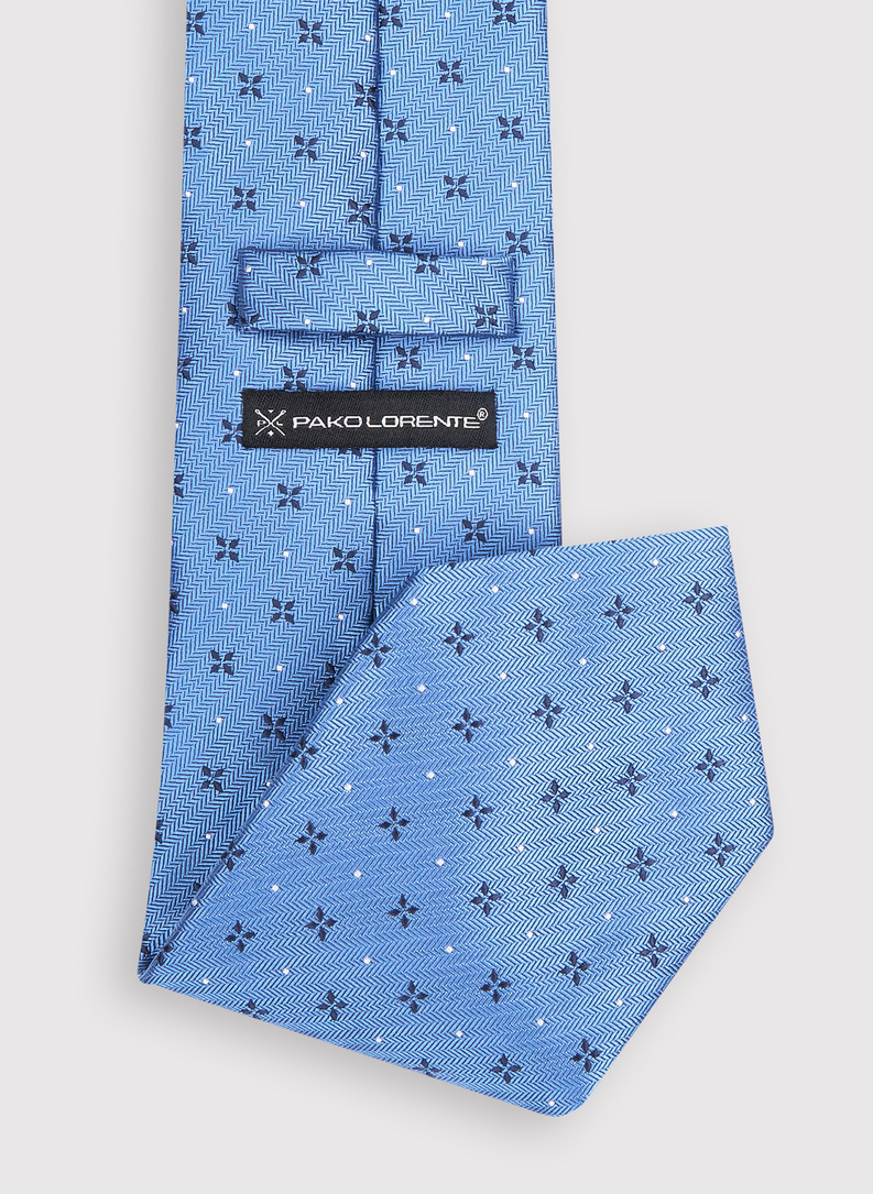 Mėlynas vyriškas kaklaraištis mikroraštu