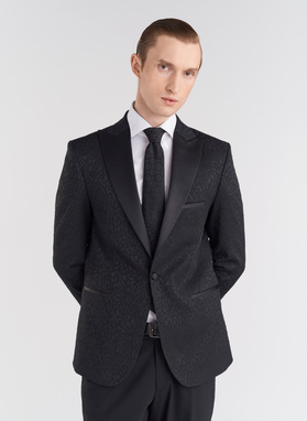 Juodas žakardinis smokingo švarkas