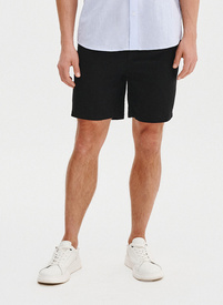 Vyriškos juodos trumpos kelnės su linu