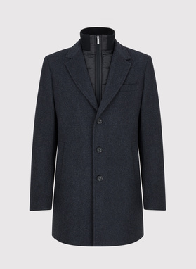 Grafito spalvos vyriškas lietpaltis su nusegama apykakle